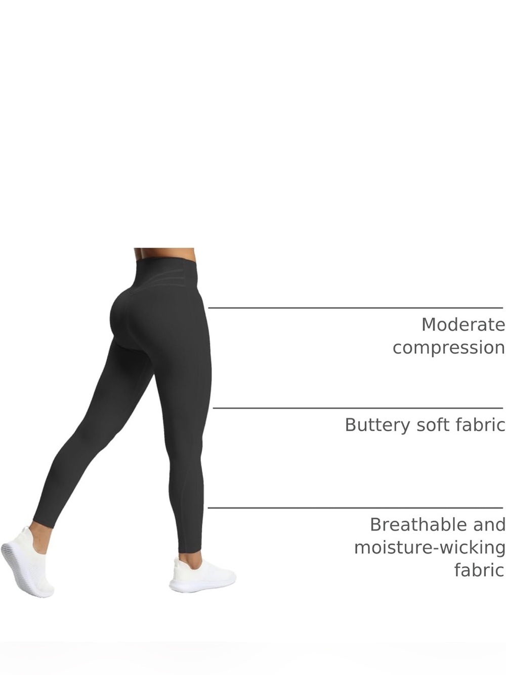 AOXJOX Black High Waisted Sculpting Leggings Medium M Gym Yoga Booty Contour - Picture 8 of 12